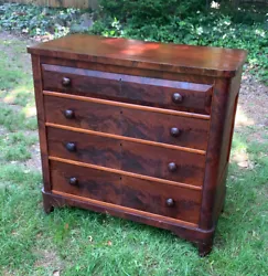 Antique American Empire Figured Mahogany Dresser Chest of Drawers c. 1850circa 1850graduated locking doors with missing...