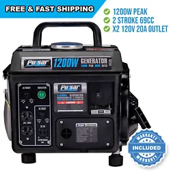This Pulsar gas 2 Stroke peak 1200W generator has a maximum output of 1200W/60Hz & rated output of 900W/60Hz. It has a...
