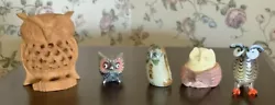 Collection of 5 Small Owls ~ Carved Stone Wood Resin Glass Variety of Owls. Just a nice collection of some owls. Comes...