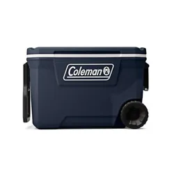 Coleman 316 Series 62 Qt Wheeled Cooler, Blue Nights. Drinks are always within reach with the cup holders molded to the...