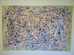 LargeAbstract Painting Signed Jackson Pollock. Good condition. Oil on Canvas.