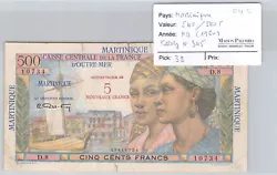 N°17810734. BILLET MARTINIQUE. 5 NF/500 FRANCS. We are located at Marseille (France).