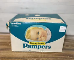 Vintage Pampers Diapers Plastic in Cardboard Box Lot of 22 Open Box 1981 Newborn size