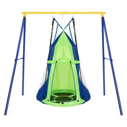 Designed with a detachable play tent, this nest hanging swing seat with adequate height- 52