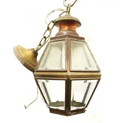 Antique Pendant Light Brass & Copper Lantern Style Salvaged Fixture This Antique Pendant Light has a beautiful brass...
