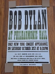 Bob Dylan 1964 Concert Window Poster Philharmonic Hall New York 1964 Reprint. Delivered in cardboard tube