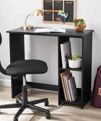 Not for long! This writing desk is the perfect small space solution. Mainstays Small Space Writing Desk with 2 Shelves...