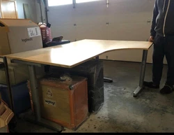 L shaped wooden office desk from IKEA. Perfect for an office space. Great condition from the top. Slightly shaky but...