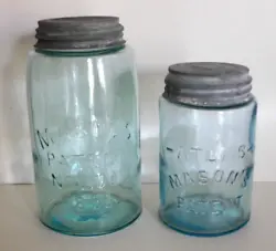 I am selling these two Masons jars as one lot. The quart jar is dated while the pint jar isnt. Both jars are free of...