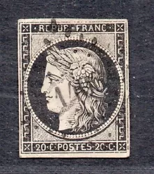 SIGNE CALVES EN 1ER CHOIX. N3 OBLITERE / TRES BELLE OBLITERATION LOSANGE PC. Ce lot fait partie de belles collections...