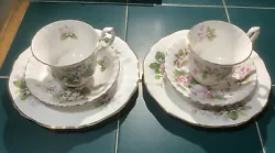 Lot of two three piece sets of bone China cups saucers plates. They are in the Mayflower pattern. They are Royal Albert...
