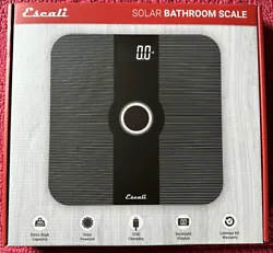 Escali Solar Bathroom Scale 440 Pounds USB Charging SLR200 New Sealed. Features:• Solar charges under natural or...