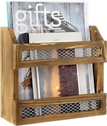 Provide reading material in common areas with country rustic style using this mountable or free standing wooden...