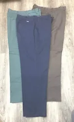 Pants Blue /waist 36 in /inseam 30 in. Pants Brown/Waist 36 /inseam 31 in. Pants Green/Waist 36/Inseam 29 in.