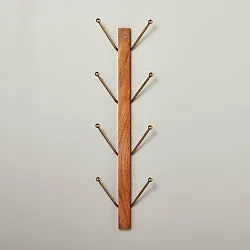 •24in wall rack •Wooden frame •8 metal hooks •Vertical orientation  Description  Make the entrance of your home...
