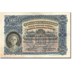 Billet, Suisse, 100 Franken, 1921-1928, 1939-08-03, KM:35i, TTB.