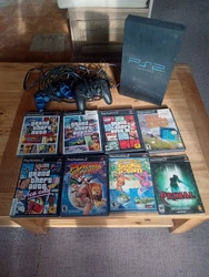 playstation 2 with games.