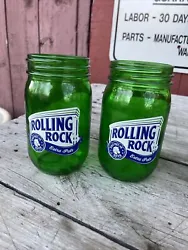 2 Rolling Rock Beer 16Oz Mason Jar Glass 33 Horse Green American Beer New Rare Mug. 2 mason jars Recently pulled from...