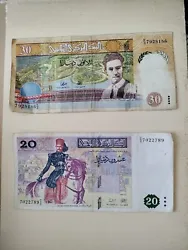 Un billet 20 dinars de 1992 plus un billet 30 dinars.  État : TTB voir scan.