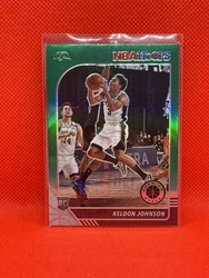 KELDON JOHNSON - 2019-20 NBA Hoops Premium Stock #224 GREEN Prizm Rookie Spurs!!. All cards with ship in penny sleeve,...