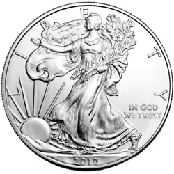 2010 American Silver Eagle 1 oz. Coin US $1 Dollar Mint BU Uncirculated.  Ships Free Same day with plastic flip