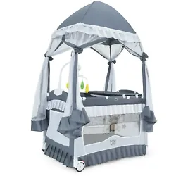 Baby Bassinet Crib Newborn Sleeper Travel Portable Bed With Bag Gray Adjustable. Toy Bar with Toys: Toy bar features 4...