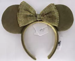 Minnie Mouse Ears headband featuring a soft olive green material, and textured bow. Disney Parks. Ears Headband. Olive...
