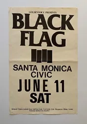 Original offset printed Black Flag concert poster/flyer. Crease mark in the middle from being folded. Please see photos...