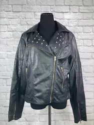 Red Snap Black Faux Leather Jacket Moto Style Gold Studs Zipper Pockets Size XL****PLEASE READ****I only ship to the...