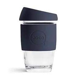 JOCO 12 oz Glass Reusable Coffee Cup Mood Indigo.