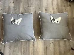 French Bulldog Throw Pillows 17”x17” Gray.