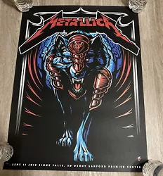 METALLICA SIOUX FALLS 9/11/2018 SCREEN PRINTED CONCERT POSTER #246/250. Awesome rare poster…246/250….measures 24X18...