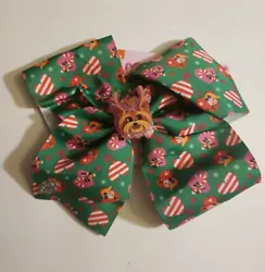 New Jojo Green Christmas Bow W/ JoJo And Dog BowBow, Candy Canes and Hearts. see pictures free shipping.  [Tote 167]