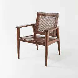 •Wood and cane accent chair rounds out your living room seating arrangement •Cane design on the back creates a...