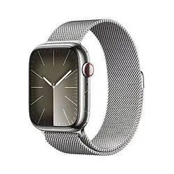 Apple Watch Series 9 GPS + Cellular Acier Inoxydable Argent Bracelet Milanais 45 mm - Montre connectée 4G LTE - Acier...