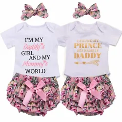 With button on crotch, change diaper more easily. Style A (Letter): Im My daddys girl and my Mommys world. Cute letter...