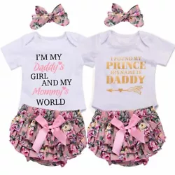 With button on crotch, change diaper more easily. Style A (Letter): Im My daddys girl and my Mommys world. Cute letter...