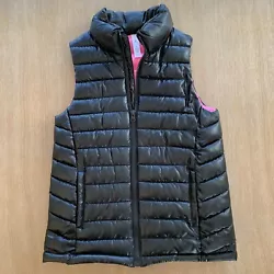 Ideology Girls Puffer Vest Black with Pink Lining Size M. Zipper front. Two pockets. Condition is Excellent Pre-owned.