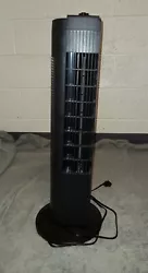 Black Tower Fan.  PICKUP ONLY Will not be handed in a box  USED For sale tower fan, it slightly tilts to one side but...