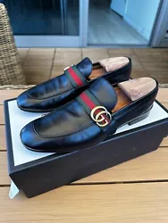 Gucci Mens Quentin Loafers Leather Black, Size Eur 42, UK 8, US 9.