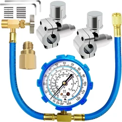 One side of the refrigerator charging hose is: puncture type r134a can tap, the other side of the fridge refrigerant...