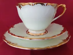 Lovely Paragon Mint Green Fine Bone China England Teacup, Saucer & Plate (Trio). Fine Bone China. Marked as shown in...