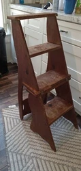 Antique library ladder chair.  Looks like an antique and smells like one too.  Could use a refinishing. Small...