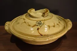 Mid Century Donabe Japanese Ceramic Rice Pot  Japan Brown Glaze