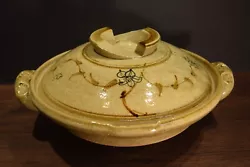 Mid Century Donabe Japanese Ceramic Rice Pot  Japan Brown Glaze