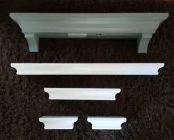 Grey & WHITE Decorative Floating Wall Shelves. All 5 floating shelves are in very good condition. Set of 5 Shelves. Set...
