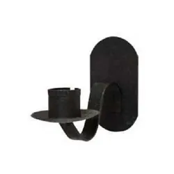 Iron Wall Sconce Candle Holder with textured black finish. Small hanging hook on back of sconce.