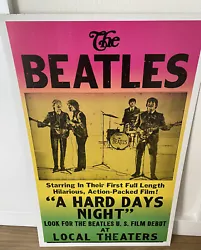 THE BEATLES Movie Poster “A Hard Days Night”22” x 14” Thick cardboard reproductionSlight crease top left corner