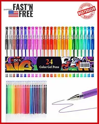 Gel Pens 48 Set Colored Glitter For Coloring Books Drawing Art Marker Kids Adult. Best way to add a pop of color to...