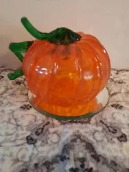 Glass Blown Pumpkin Karg.  5 inches, etched Karg 2010 on the bottom.  So much prettier in person.